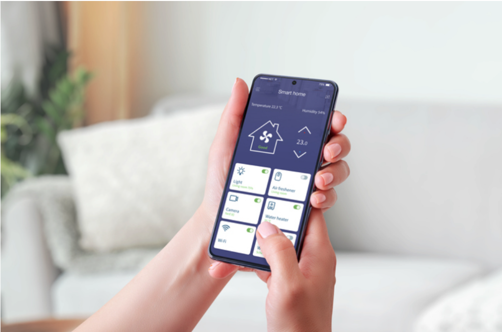 A smart home system app on a cell phone